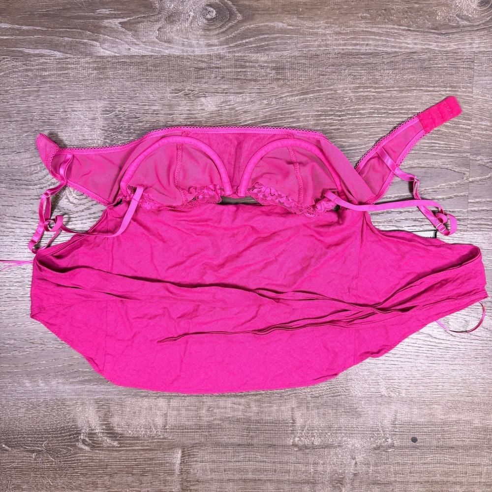 White Fox Boutique Underwire Crop Top Womens XS Pink Lace Trim Cami Lingerie